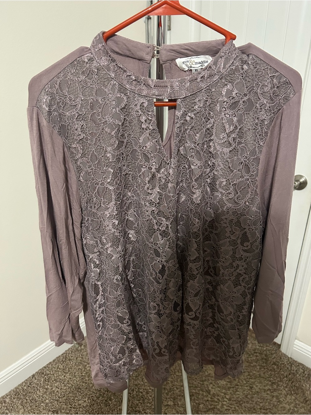 Lace Front Keyhole Blouse